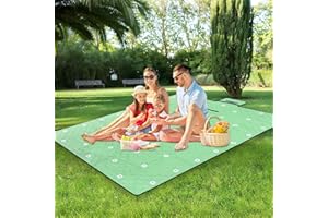 juanooo Green Camping Mat Rug Cute Waterproof Large Picnic Blanket 76"X57" Foldable Outdoor Beach Picnic Mat Rug Sand Proof Lightweight Blanket for Tent Lawn Grass Hiking Concerts Indoor Play Mat
