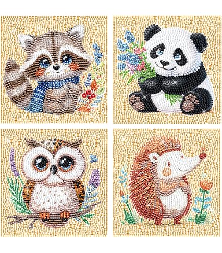 thumbnail image 2 of 4-Pack Diamond Painting Compact Mirrors - DIY Animal Design Pocket Mirrors For Kids Classroom Crafts & Party Favors 2 of 13