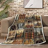 Ydbkt Rustic Cabin Throw Blankets, Retro Buffalo Plaid Fleece Blankets, Soft Plush Warm Winter Cabin Throw for Couch Camping Bed Decor, Gifts for Wife, Women, Men, Kids 50"X60"