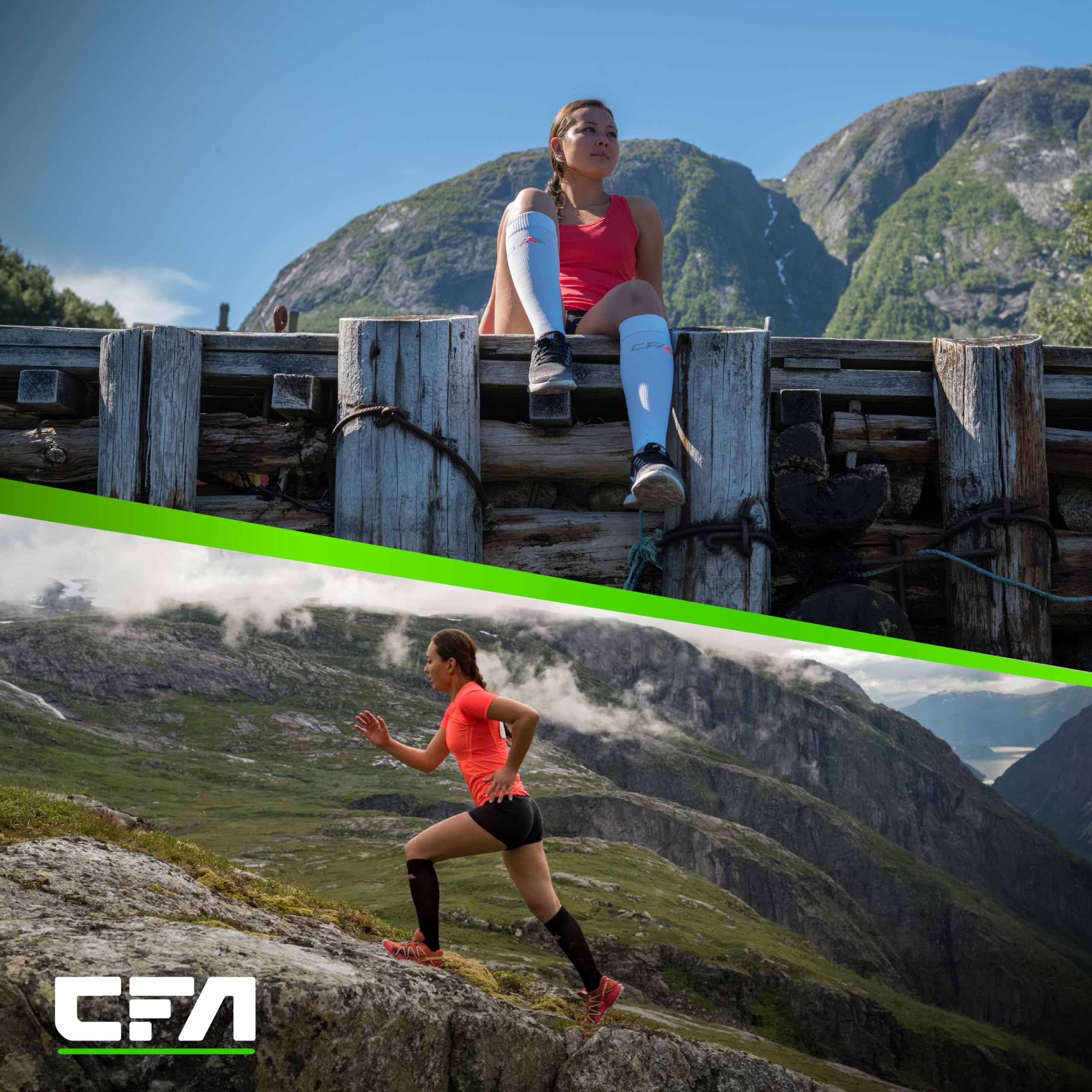 CFA V1 | 2x Paar | Kompressionsstrümpfe Damen & Herren | Ideal fürs Laufen, Fitnessstudio, Radfahren, Muskelerholung oder Workouts - Kompressionsstrümpfe Herren & Damen | Nachhaltige Dänisches Design 8