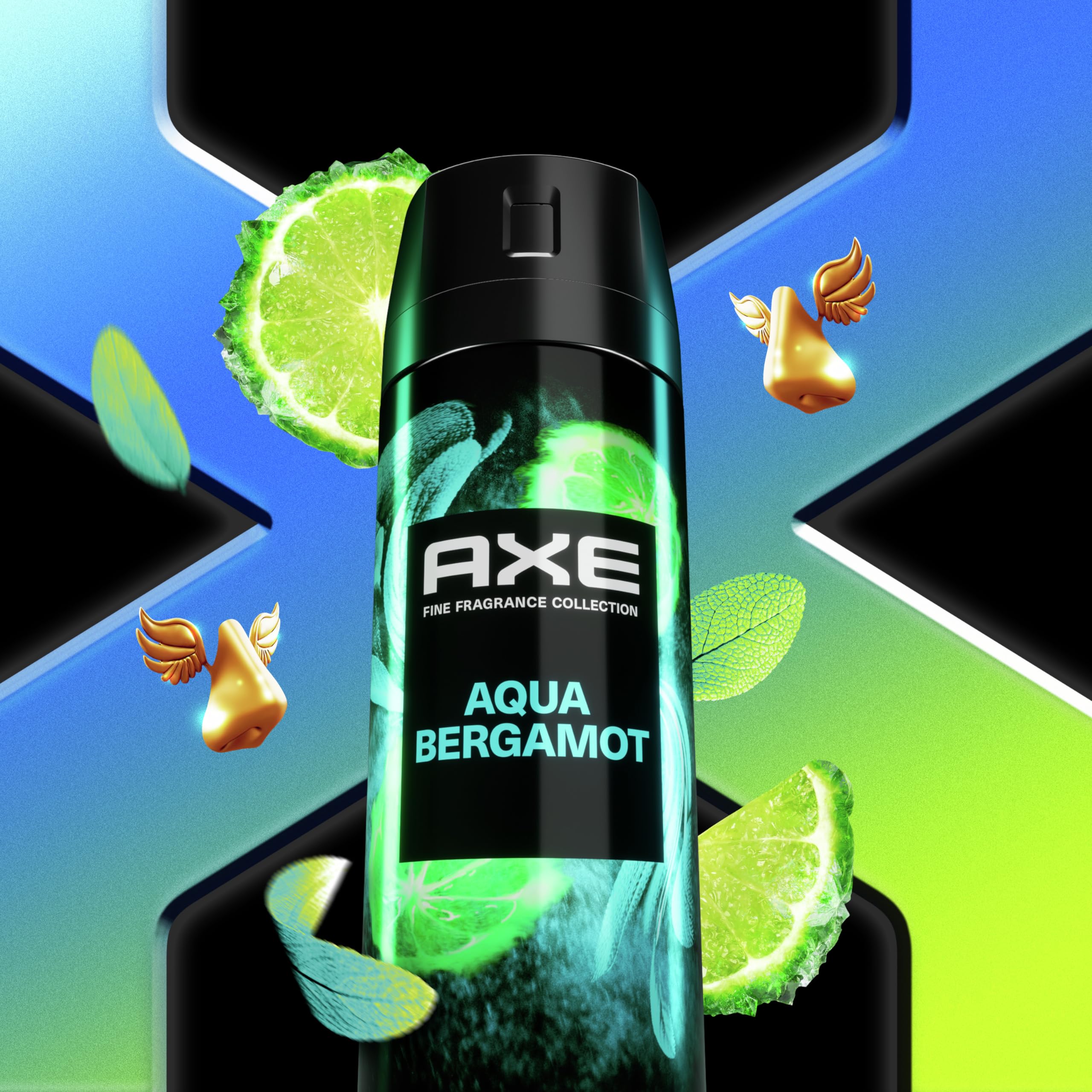 AXE Fine Fragrance Collection Premium Deodorant Body Spray for Men - Variety Pack - Blue Lavender, Aqua Bergamot, Golden Mango, & Black Vanilla - Pack of 4 72H Odor Protection, Aluminum Free, 4 oz