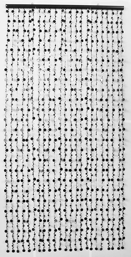 Black Beaded Curtain Door Window Drapes Mod Era Disco 70 S Style