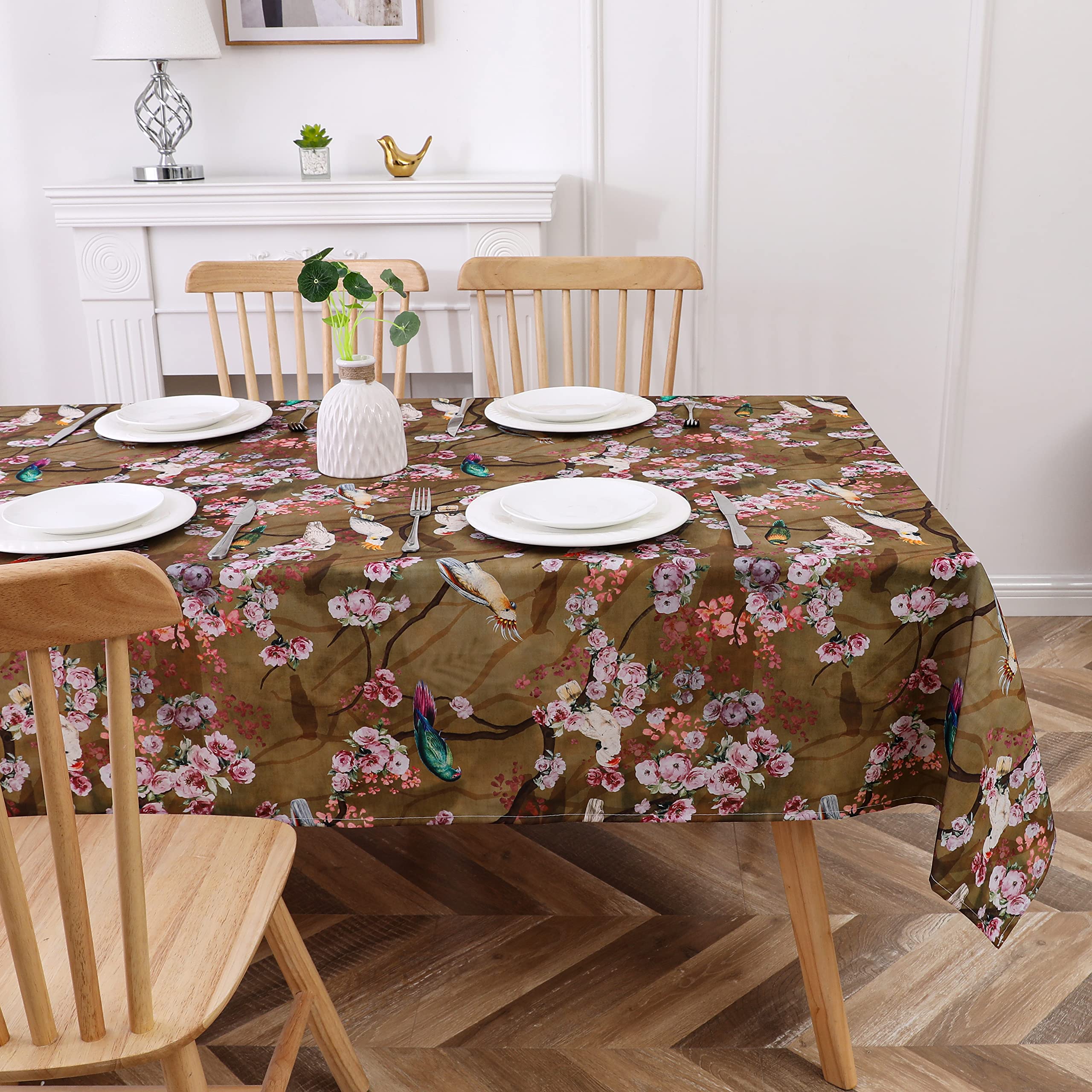 Obal William Morris Tablecloth Original Design Tablecloth Water Resistant Rectangular Table cloth Kitchen Dinning Decoration Table Cover Washable, 230cm x 140cm (Golden Birds)