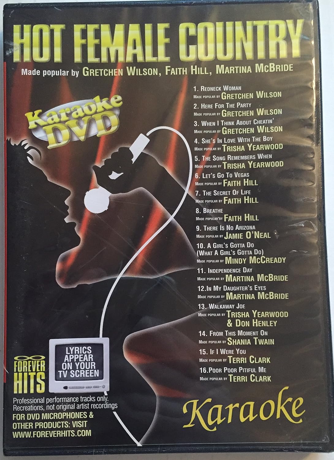  Hot Female Country Karaoke DVD (Lyrics Appear On Your Screen