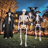 breesky Life Size Skeleton for Halloween: 4.43ft Realistic Human Anatomy Full Body Skeleton Model with 360° Posable Movable Arms - Skeletons for Outdoor Yard Haunted House Atmosphere Decoration