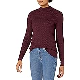 Amazon Essentials Women's Classic-Fit Lightweight Cable Long-Sleeve Mock Neck Sweater