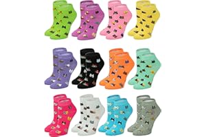 Gelante 12-Pair Women's Ankle Socks, Colorful Comfortable Lightweight Breathable Athletic