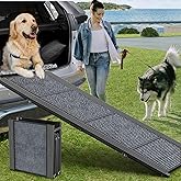 HerCcreta wigge Dog Ramp for Car 63" Long & 17" Wide Portable Dog Ramps for Large Dogs with Non-Slip Rug Surface Dog Car Ramp