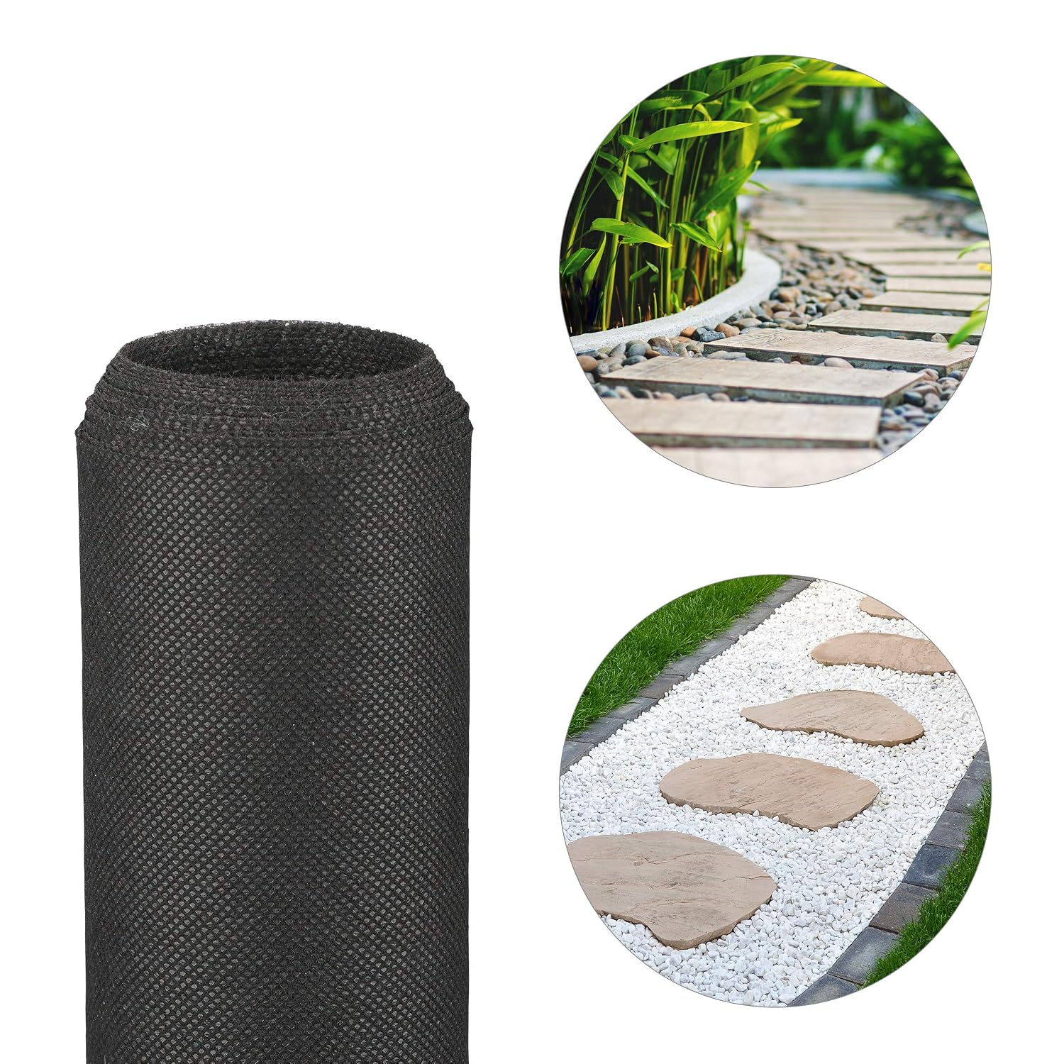 Relaxdays Unkrautvlies 2x5 M – 50 G/m² Stark, Wasserdurchlässig, UV-beständig, Schwarz, Für Beete & Wege