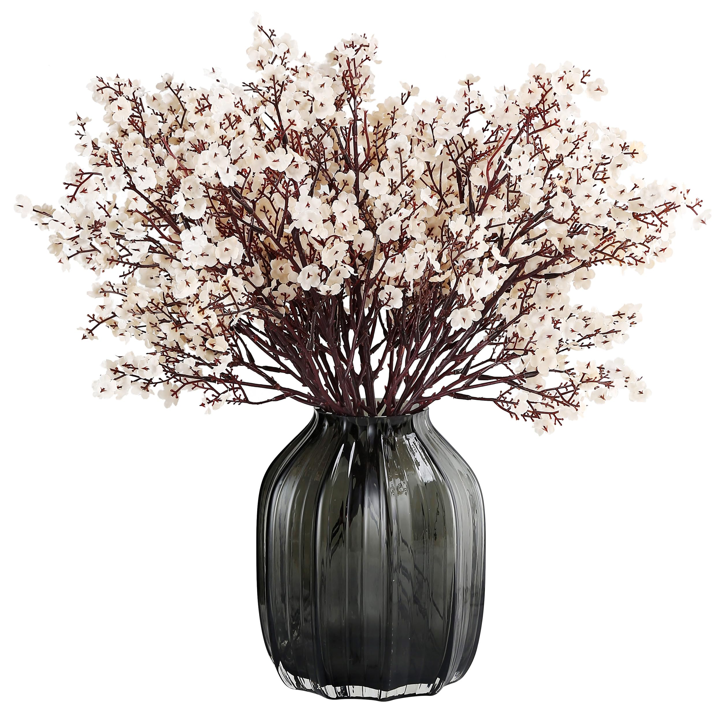 Photo 1 of ****NO VASE INCLUDED***** JAKY-Global Babys Breath Fabric Cloth Artificial Flowers 6 Bundle European Fake Silk Plants Decor Wedding Party Decoration Bouquets Real Touch DIY Home Garden (Beige, 6 Bundles)