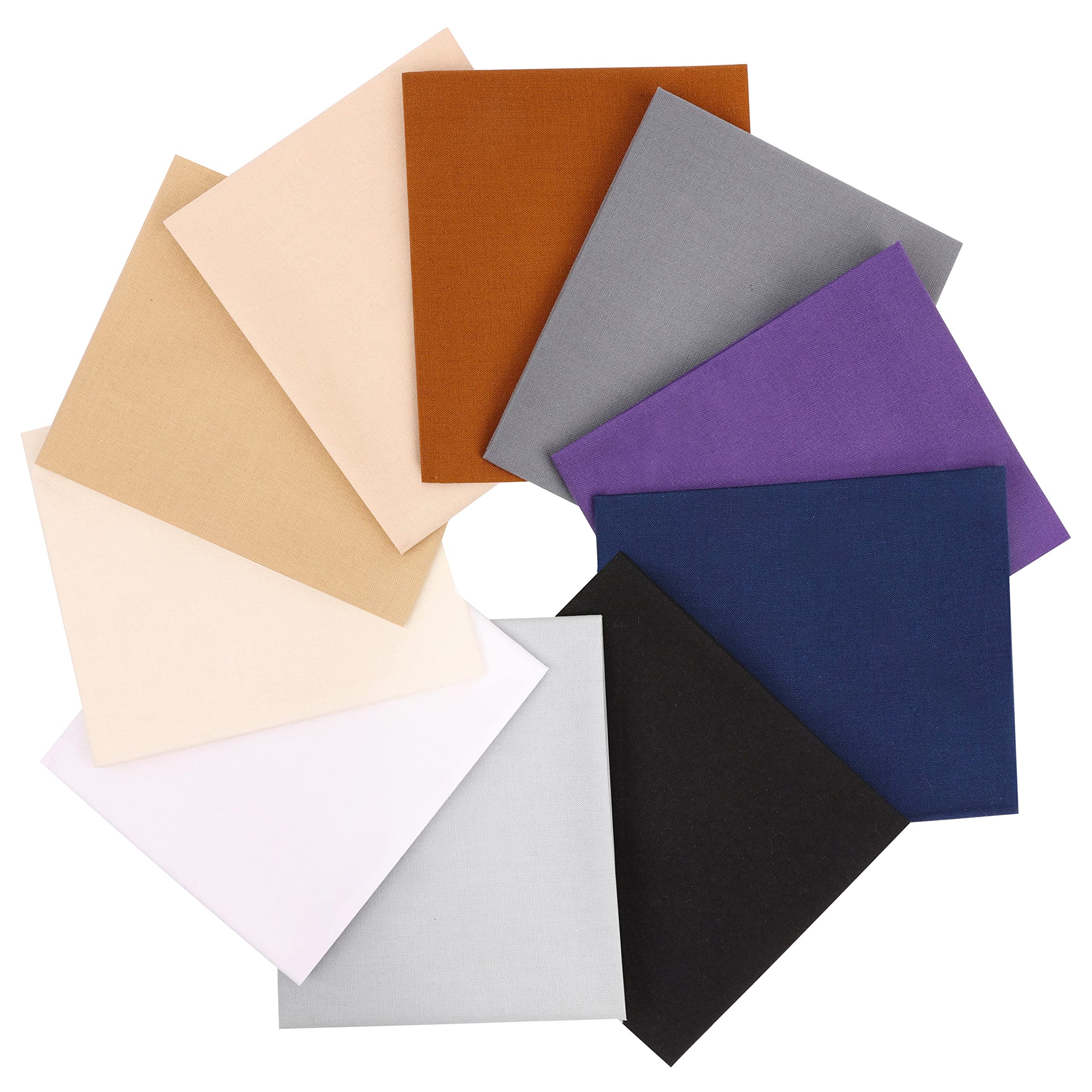 Craftido 10pcs 18”x21”(46x53cm) Fat Quarters Fabric Bundles - Medium Weight 145g - 100% Cotton Fabric for Quilting, Sewing, Patchwork, DIY and Handmade Crafts - Neutral Colours