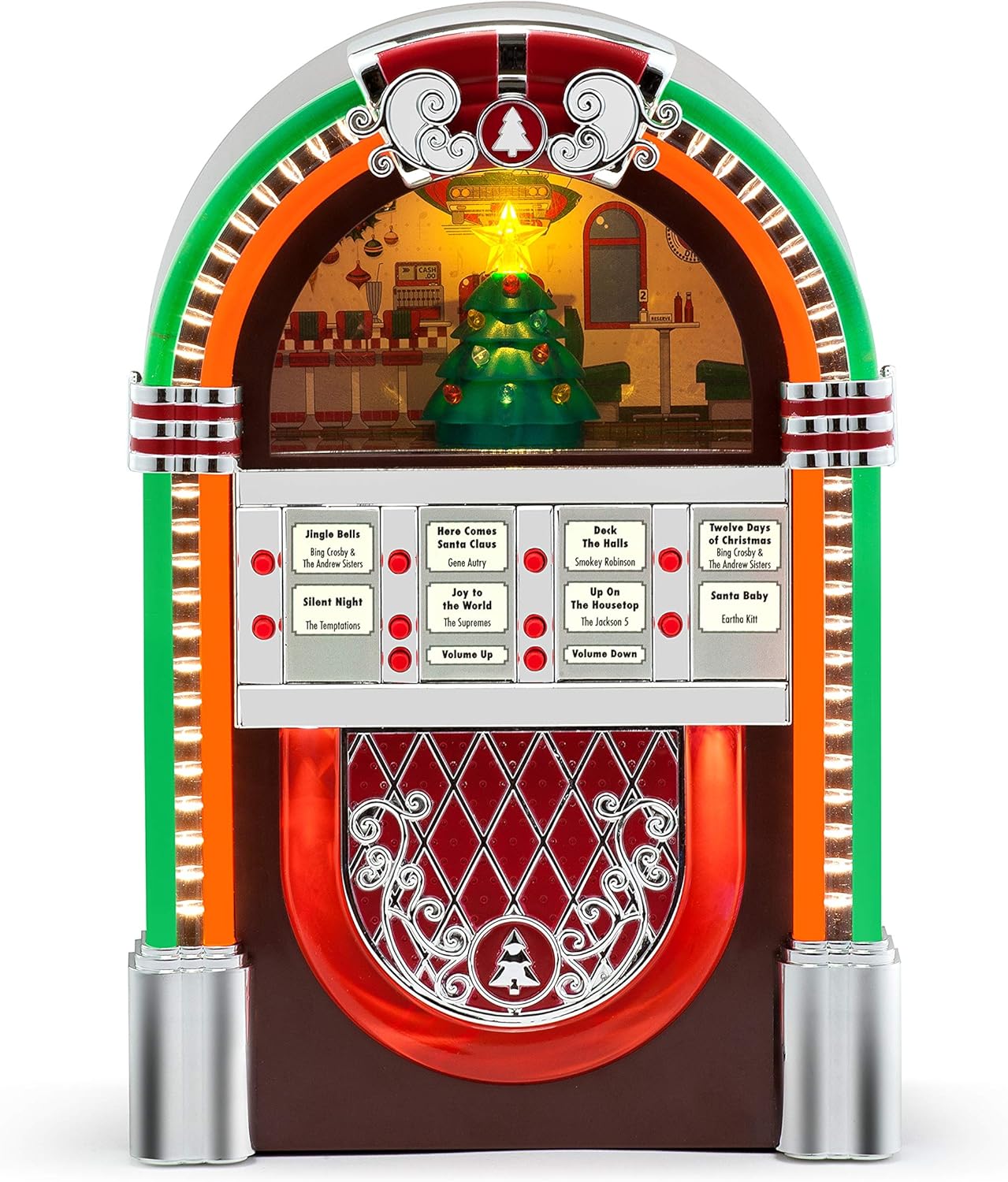 Mr. Christmas Rock-O-Rama Juke Box Christmas Décor, Red, Green