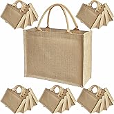 GOQAGA 20 PCS burlap tote bags jute bridesmaid gift burlap gift bags with handles leisure travel vacation 12.5×5×9.8 inch M