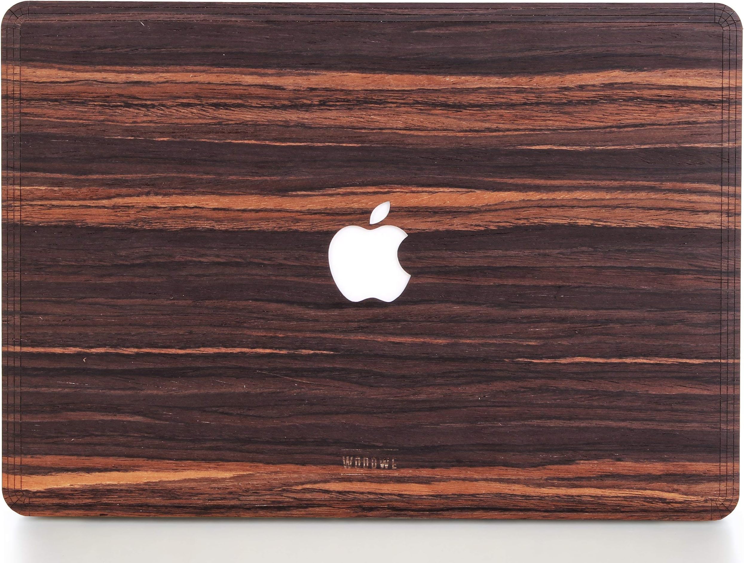 WOODWE Real Wood MacBook Skin for Mac Pro 15 inch Touch Bar Edition | Model: A1707/A1990; Late 2016 – Mid 2019 | Natural Ebony | TOP&Bottom