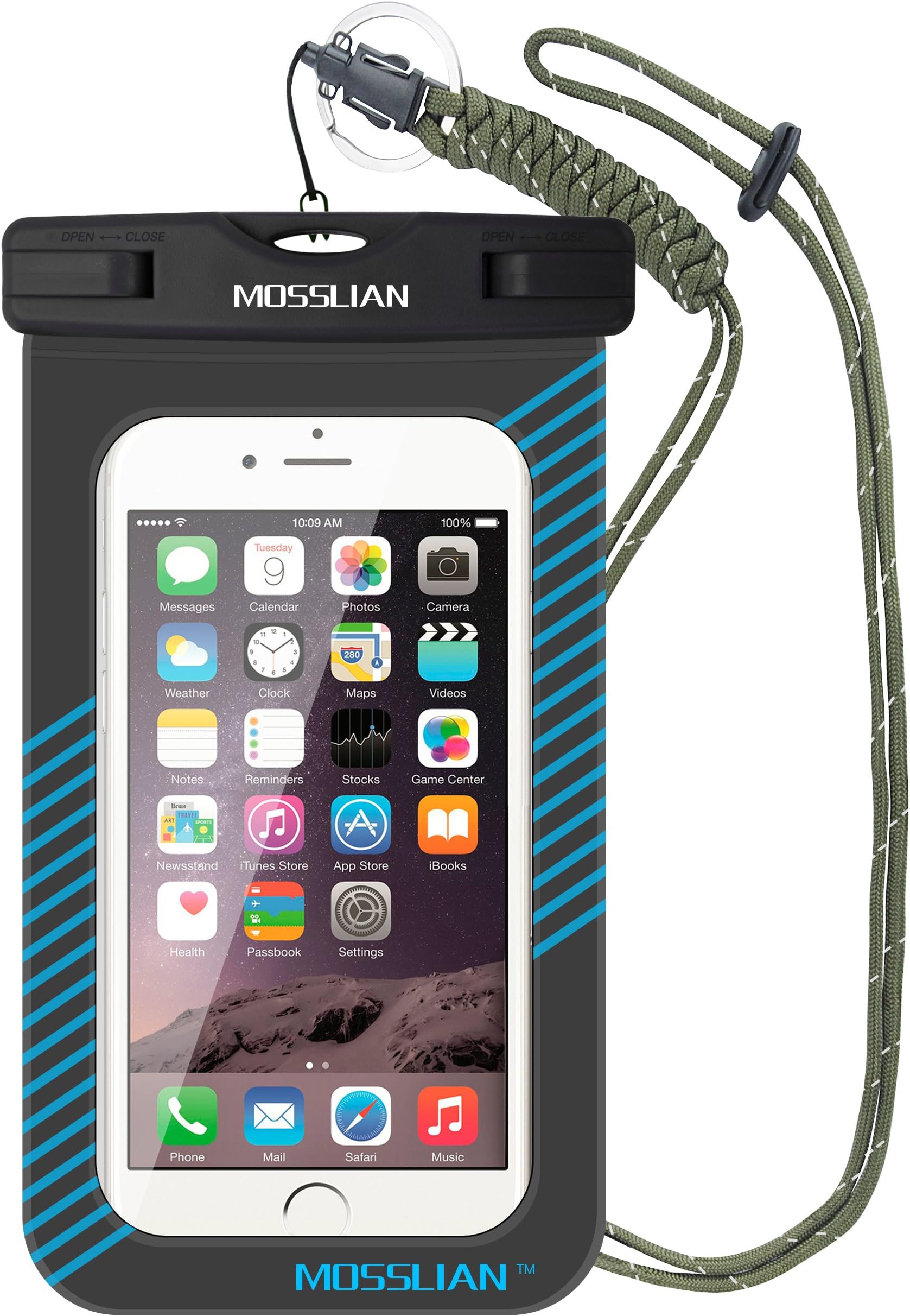 Waterproof Case MOSSLIAN Underwater Dry Pouch Bag for iPhone 7 Plus, iPhone 7, 6 Plus, 6s, Samsung S7 Note 5, LG V20 Mobile Phone Cover, TPU Construction and IPX8 Certified to 100 Feet