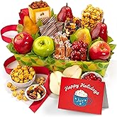 A Gift Inside Happy Holidays Orchard Delight Fruit and Gourmet Gift Basket
