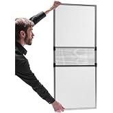 Metro Screenworks Adjustable Window Screens (12" H x 19 3/4" - 36" W) | White, Horizontal Replacement Screen Inserts for Vinyl, Wood, Metal, Double-Hung Windows, Expandable &amp; Retractable, 2-Pack