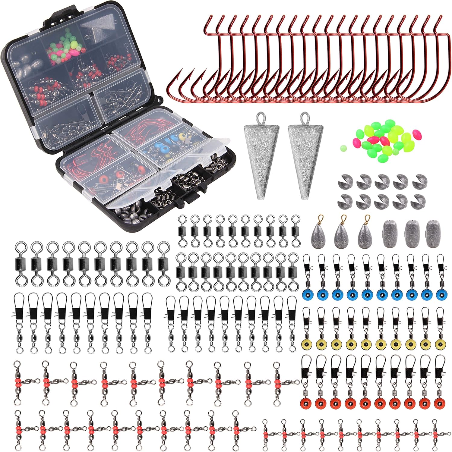 Shaddock Fishing Terminal Tackle 185pcs Offset Hook