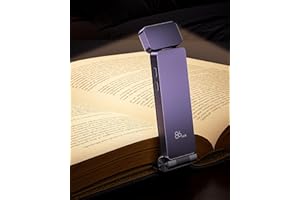 86lux Reading Light, Rechargeable Book Light for Reading in Bed, Ultralight Clip-on LED Bookmark Lamp with 3 Amber Colors & Stepless Dimming for Night Reading for Book Lovers, Kids, Purple