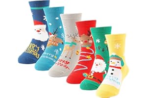 BISOUSOX Kids Christmas Socks Crazy Xmas Gift for Kids 6-8 10-12 Years, Boys Girls Novelty Funny Winter Dress Socks