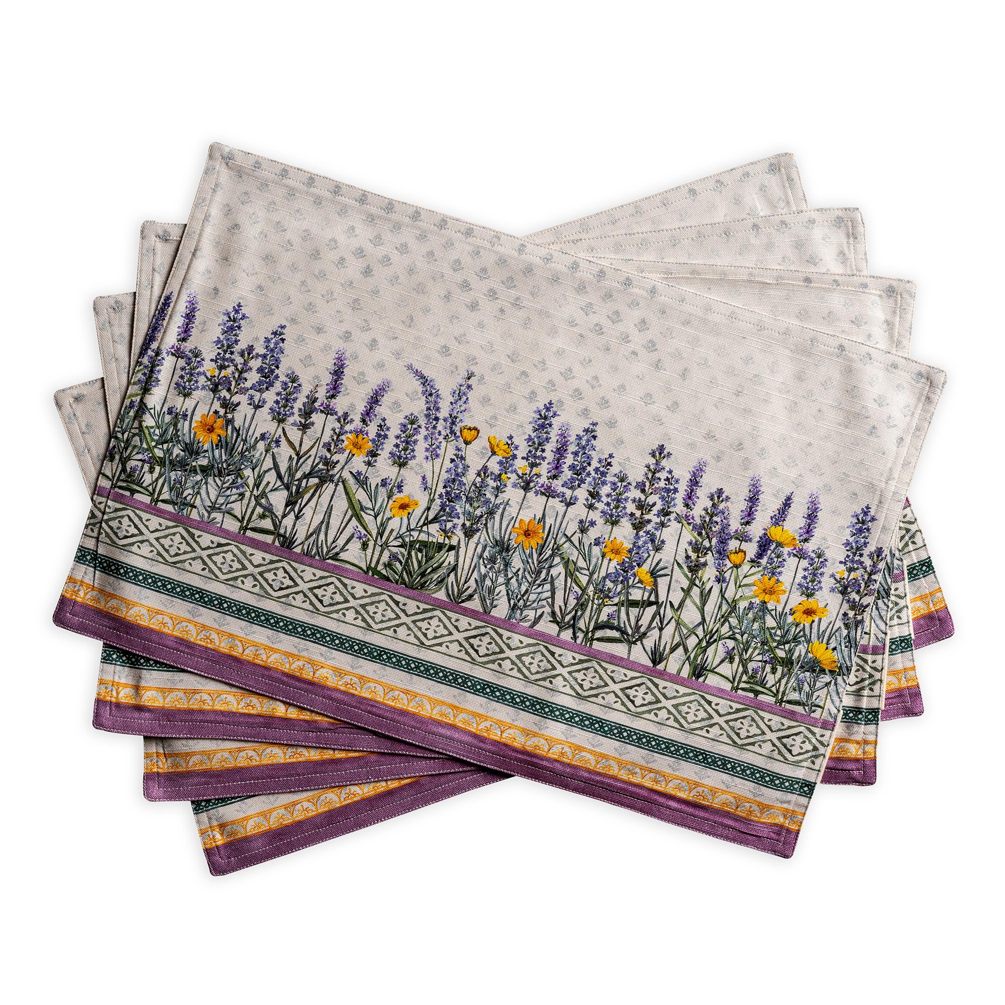 Maison d' Hermine Placemats Set of 4 100% Cotton Washable Reusable Table Mats for Home Kitchen Dining Party Wedding Restaurant Gifts for Mothers Day (Fanny Lavender, 33 CM x 48 CM) — image 1
