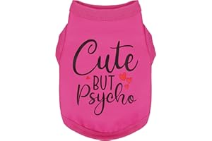 PAIAITE Expressive Cotton Dog Apparel: Soft, Lightweight Puppy Shirt Vest for Small and Medium Dogs, Featuring The Playful 'Cute but Psycho' Slogan Print Rose Red Small