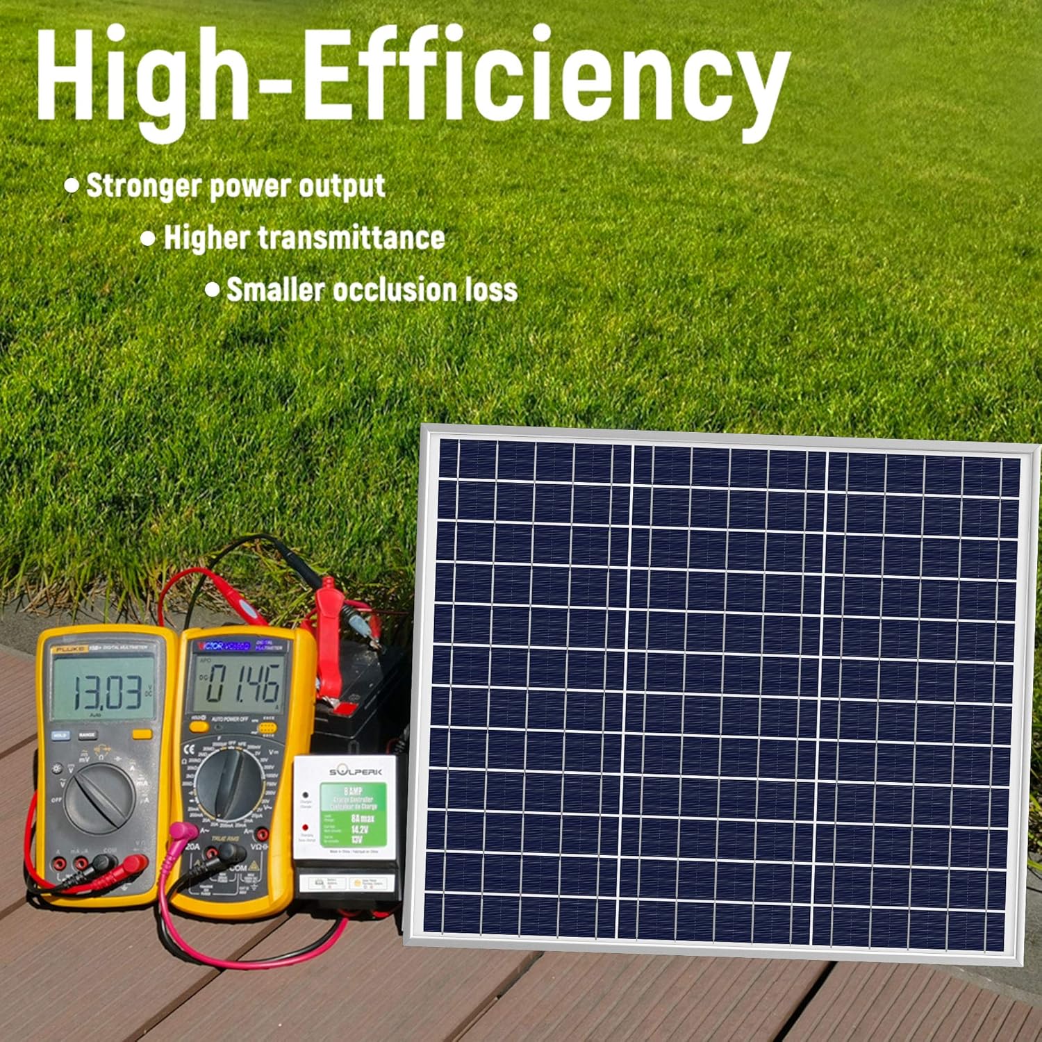 SOLPERK 30W Solar Panel，12V Solar Panel Charger Kit+8A Controller， Suitable for Automotive, Motorcycle, Boat, ATV, Marine, RV, Trailer, Powersports, Snowmobile etc. Various 12V Batteries. (30W Solar: Garden & Outdoor