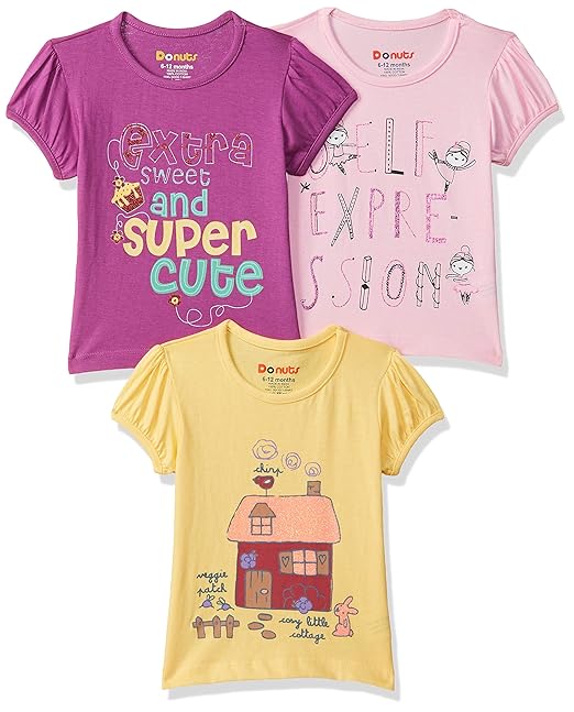 Baby-Girls Regular fit T-Shirt (Pack of 3)