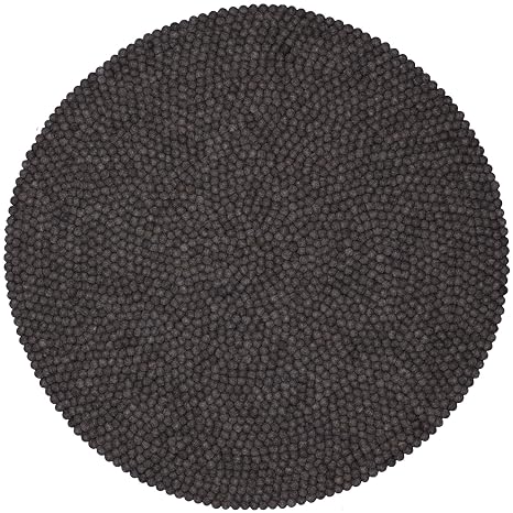 Myfelt Hugo Filzkugelteppich Rund Schurwolle Anthrazit O 50 Cm