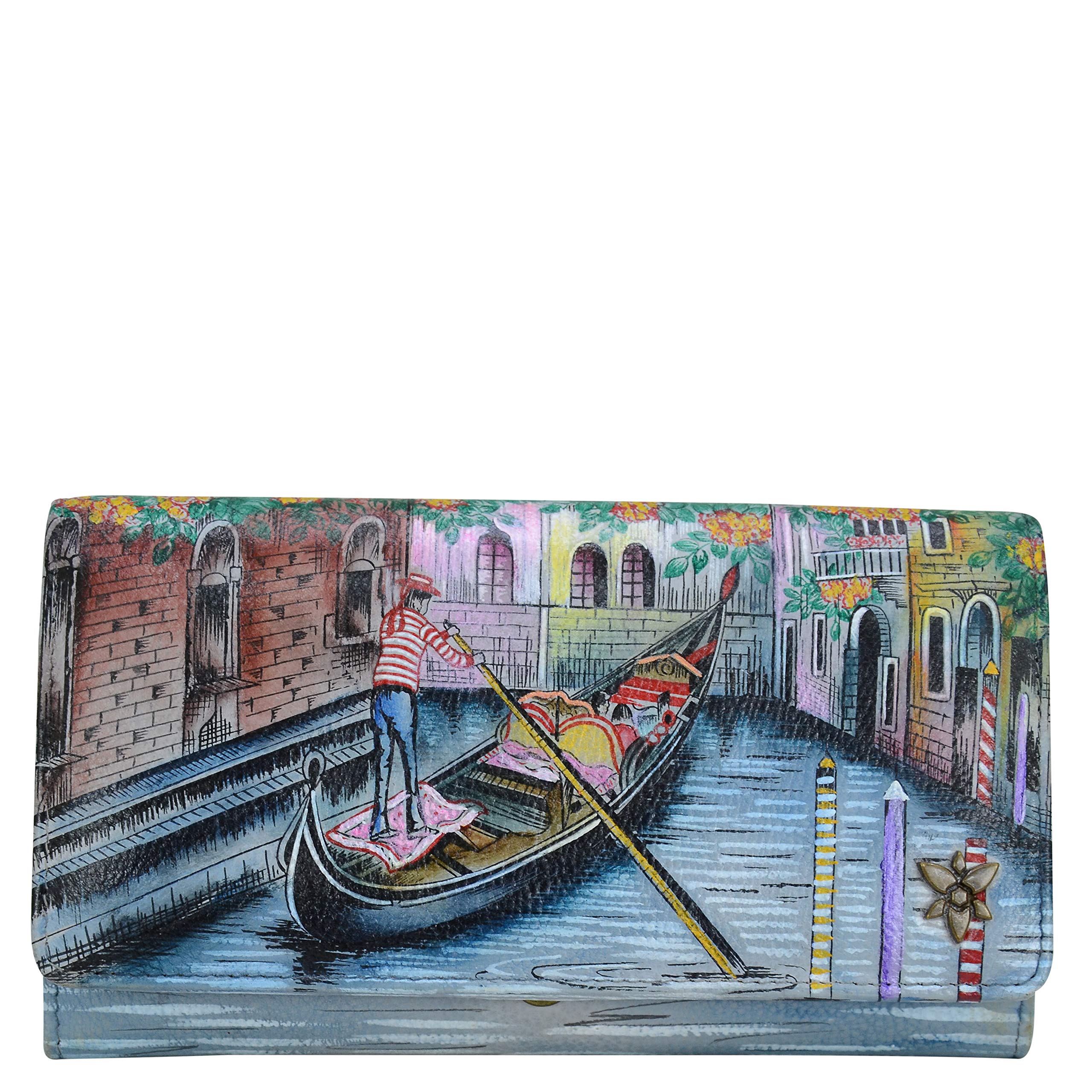 Anuschka Women’s Original Hand-Painted Genuine Leather RFID Blocking Accordion Flap Wallet - Venetian Story