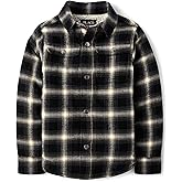 The Children's Place,Boys,Sherpa Lined Everday Shacket,Black Plaid,X-Large
