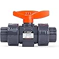 HYDROSEAL Kaplan 3/4" PVC True Union Ball Valve with Full Port, ASTM F1970, EPDM O-Rings and Reversible PTFE Seats, Rated at 200 PSI @73F, Gray, 3/4 inch Socket (3/4")