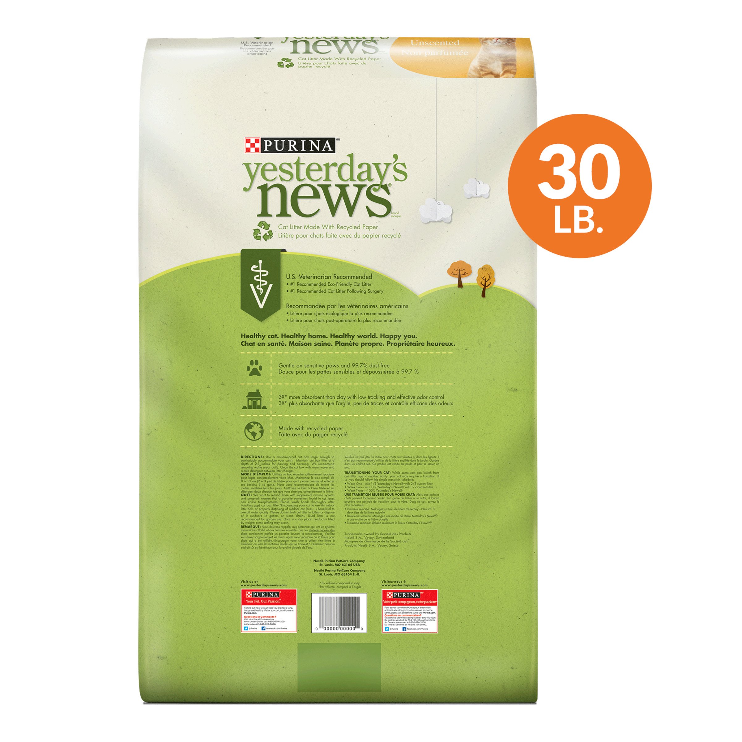 Purina Yesterday's News Unscented Cat Litter 30 lb. Bag eBay