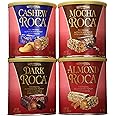 Brown & Haley Variety Pack - Dark Chocolate ROCA, Almond ROCA, Cashew ROCA and Mocha ROCA - Individually Wrapped Chocolate for Sharing or Gifting - Gift Bag Included - 10oz Canister, 4 Pack