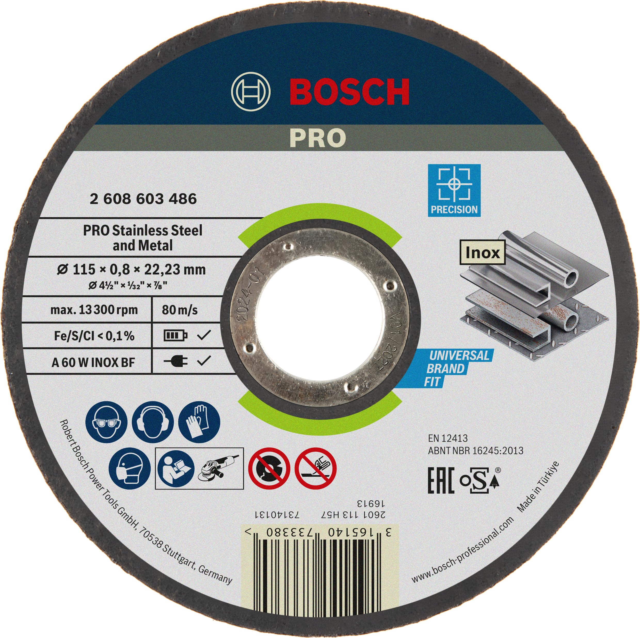 Bosh 2608603486 Cutting Disk Flat Axle Best for Stainless Steel Rapido A 60 Watt Stainless Steel BF 0.8 mm, Grey, 2608603486
