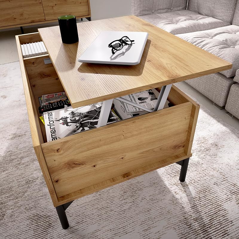 Ness Mesa de Centro elevable, Melamina, Nordic, 41x99x60 cm