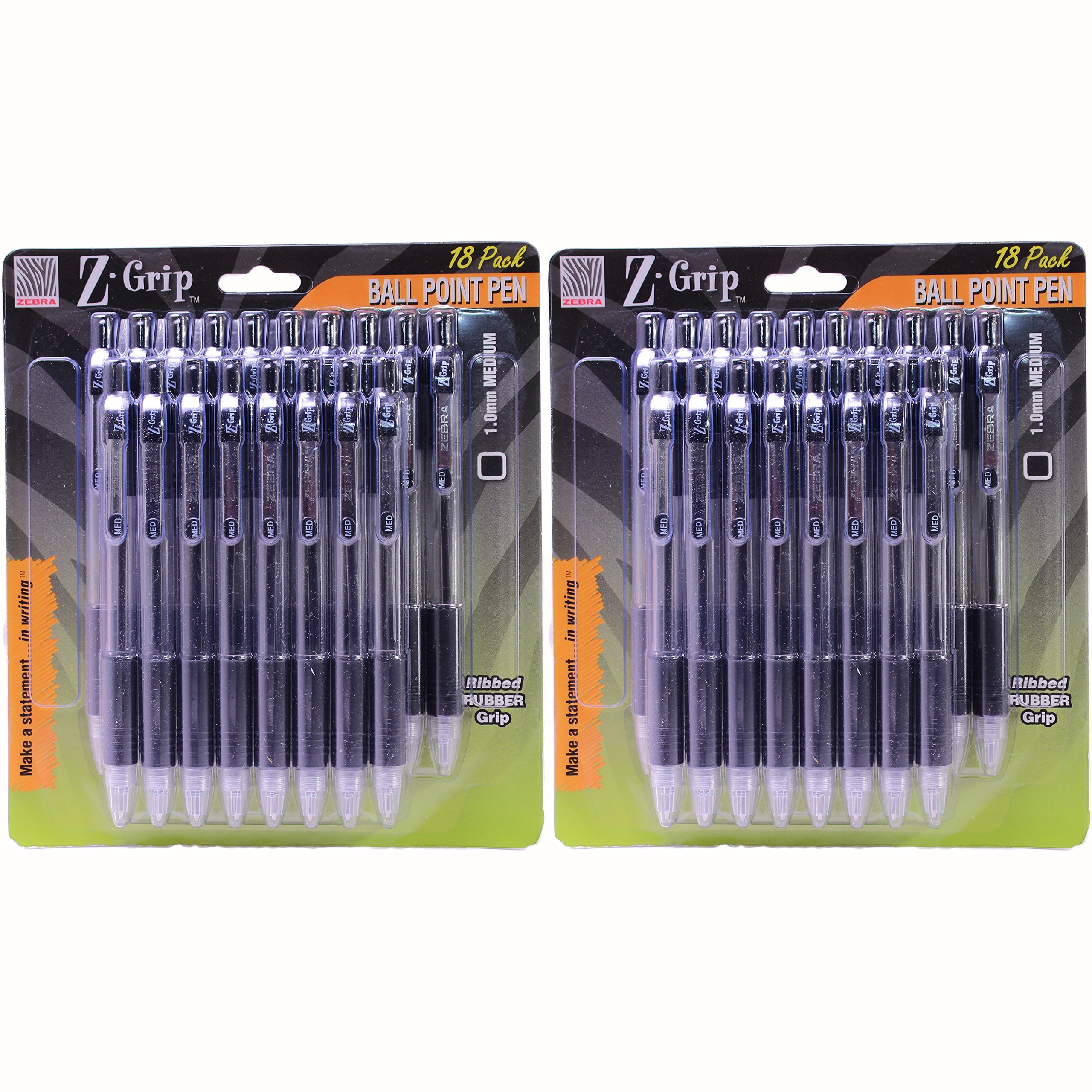 Photo 1 of **** 1 PACK ****** ZEBRA Z-Grip Retractable Ballpoint Pen, 1.0mm, Black Ink, 18 Pack, 