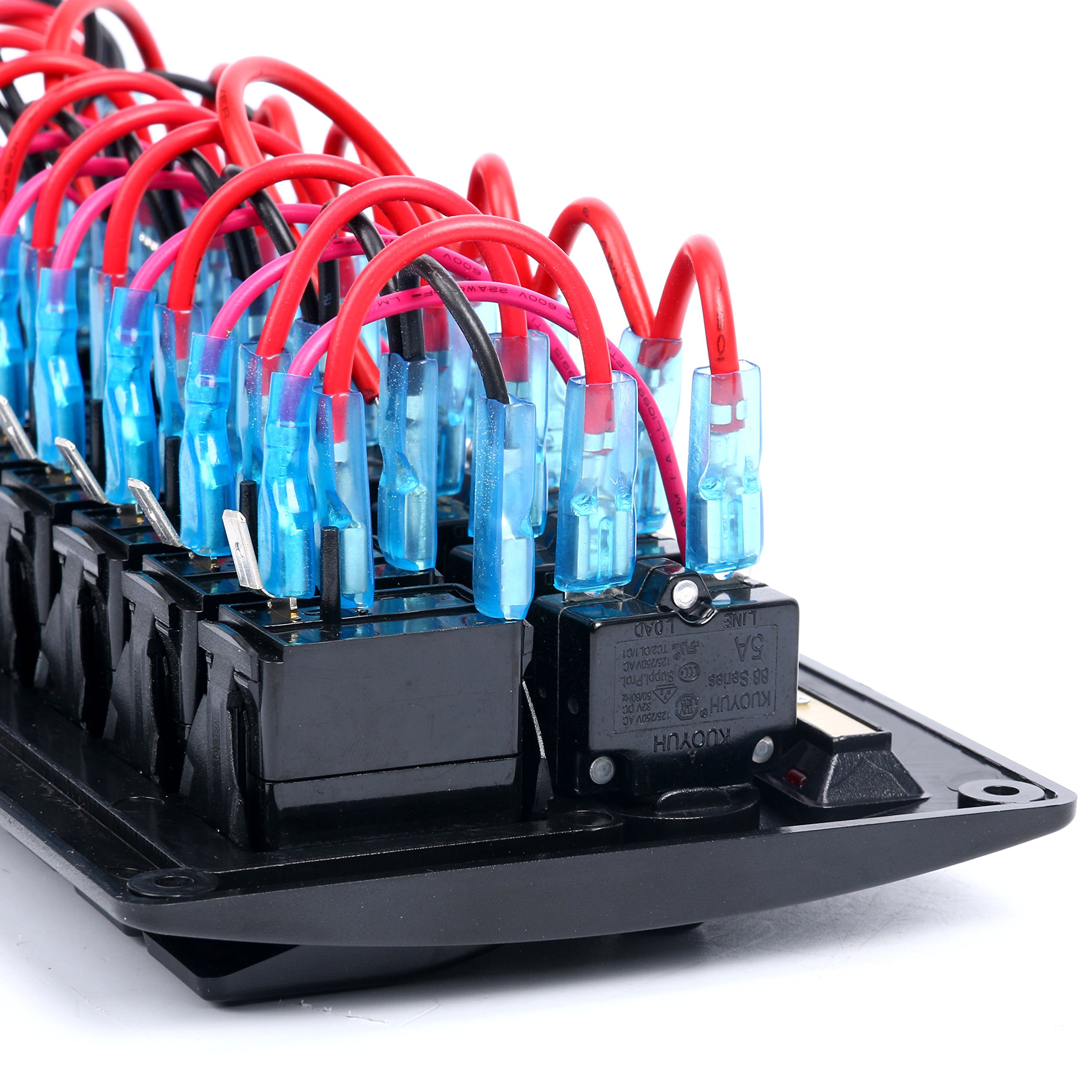 Amarinemade 8 Gang Red LED Indicators Rocker Circuit Breaker