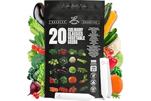 SPROUTME SEEDS 20 Vegetable Seeds For Planting Indoor Outdoor Variety Pack Home Garden Starter Kit Plant Marker 3900+ Non-GMO Heirloom Broccoli Cabbage Zucchini Cauliflower Pumpkin Celery Pea Cucumber Tomato Arugula