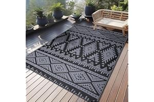 OLANLY Waterproof Outdoor Rug 4x6 ft, Reversible Plastic Straw Patio Camping Rugs, Large Foldable Outdoor Carpet Deck Rugs fo