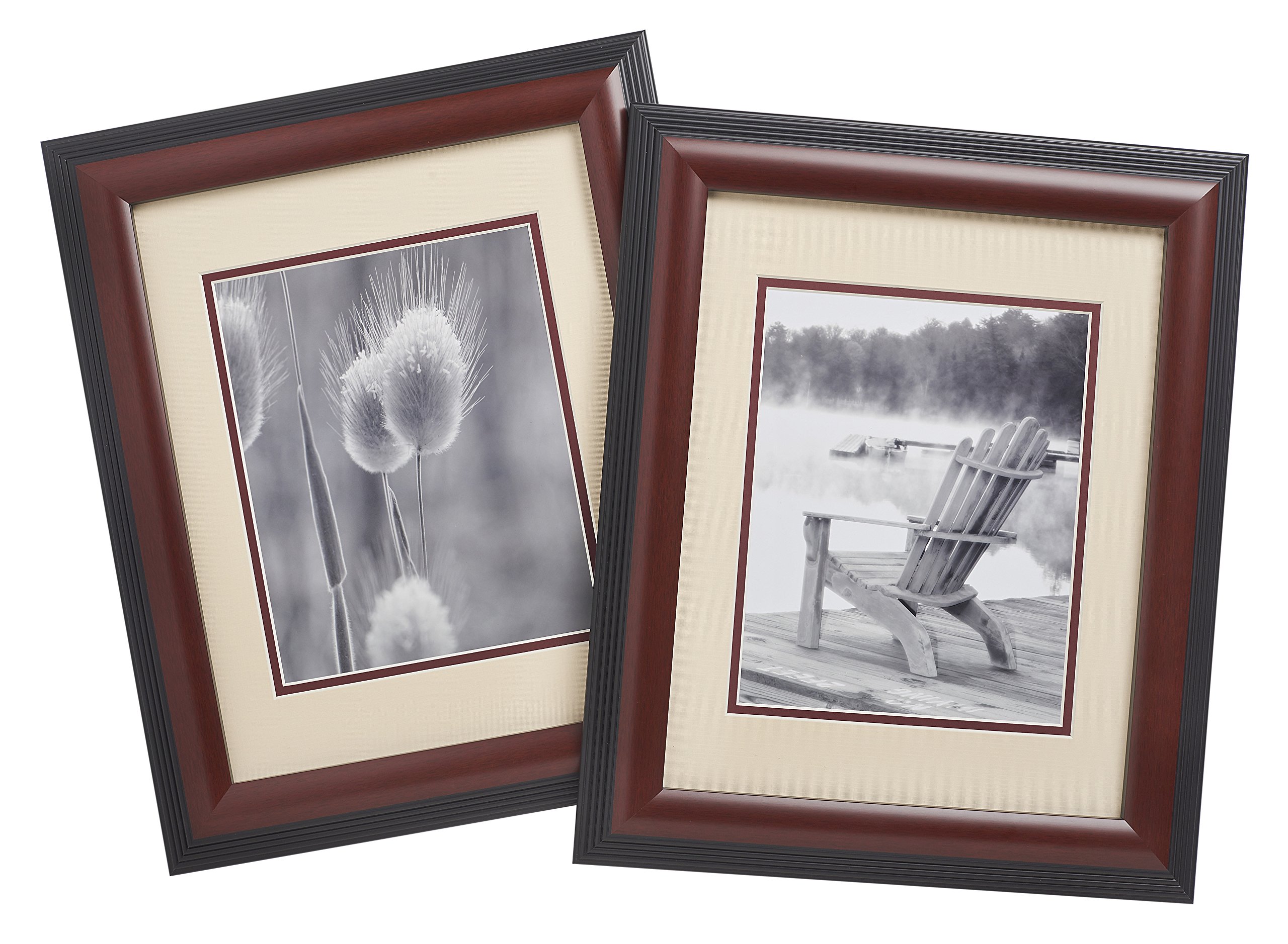Old Town 8x10 Walnut Step Wood Frame Matted for 5x7 photo, 2pack New