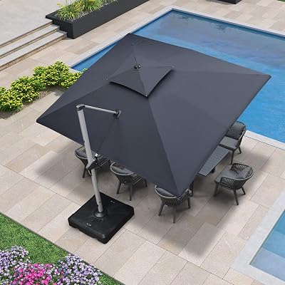 Purple Leaf 3 x 3.65 m Garden Cantilever Parasol Grey