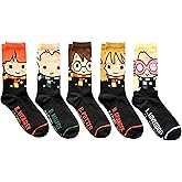 Harry Potter Cute Chibi Character Art Juniors/Ladies Crew Socks 5 Pair Pack