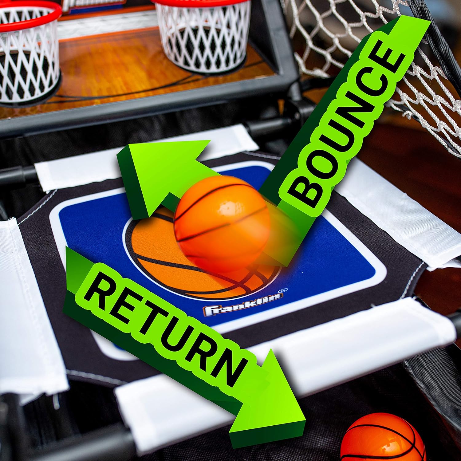 Franklin Sports Basketball Arcade Game - Table Top Bounce A Bucket Shootout- Indoor Electronic Basketball Game for Kids, Black, 21 x 11 x 19-Inch: Sports & Outdoors