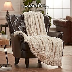 Chanasya Premium Ruched Faux Fur Throw Blanket