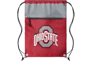 FOCO NCAA Officially Licensed Unisex Team Color Collage Primary Logo Wordmark Drawstring Backpack With Zippered Pocket - Ohio State Buckeyes