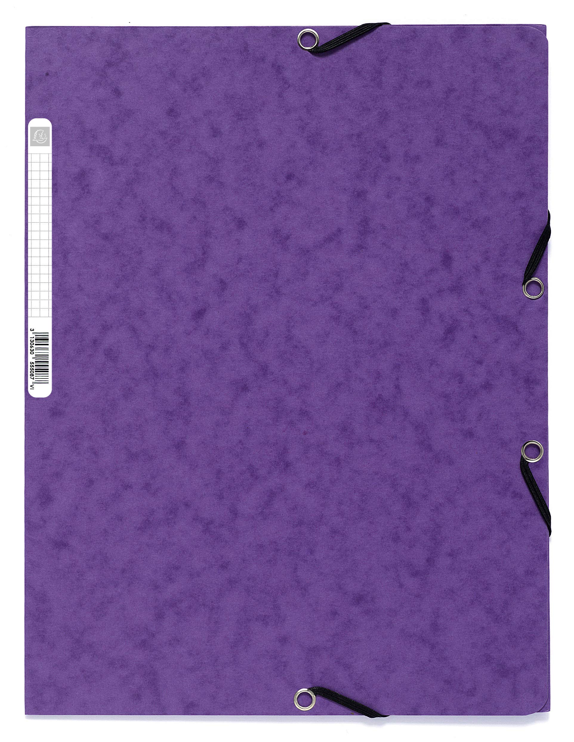 Exacompta - Ref 55508SE - Elasticated 3-Flap Folders - Suitable for Holding A4 Documents, 400gsm Glossy Card, Spine Label for Identification - Violet (Pack of 10) — image 1