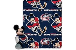 NORTHWEST Officially Licensed NHL "Ice Warriors" Co-Branded Disney's Mickey Mouse Hugger and Fleece Throw Blanket Set, 40" x 50", Multi Color