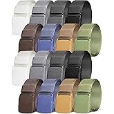 Geyoga 16 Pack Nylon Belts for Men Military Tactical 1.5 Inch Webbing Canvas Outdoor Web Belt with Plastic Buckle Gift for Men Women