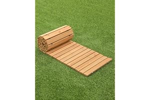 VEVOR Wooden Garden Pathway, 8 ft L x 17 in W, Non-Slip Straight Garden Walkway, Roll Out Cedar Outdoor Walkway Path with Wir
